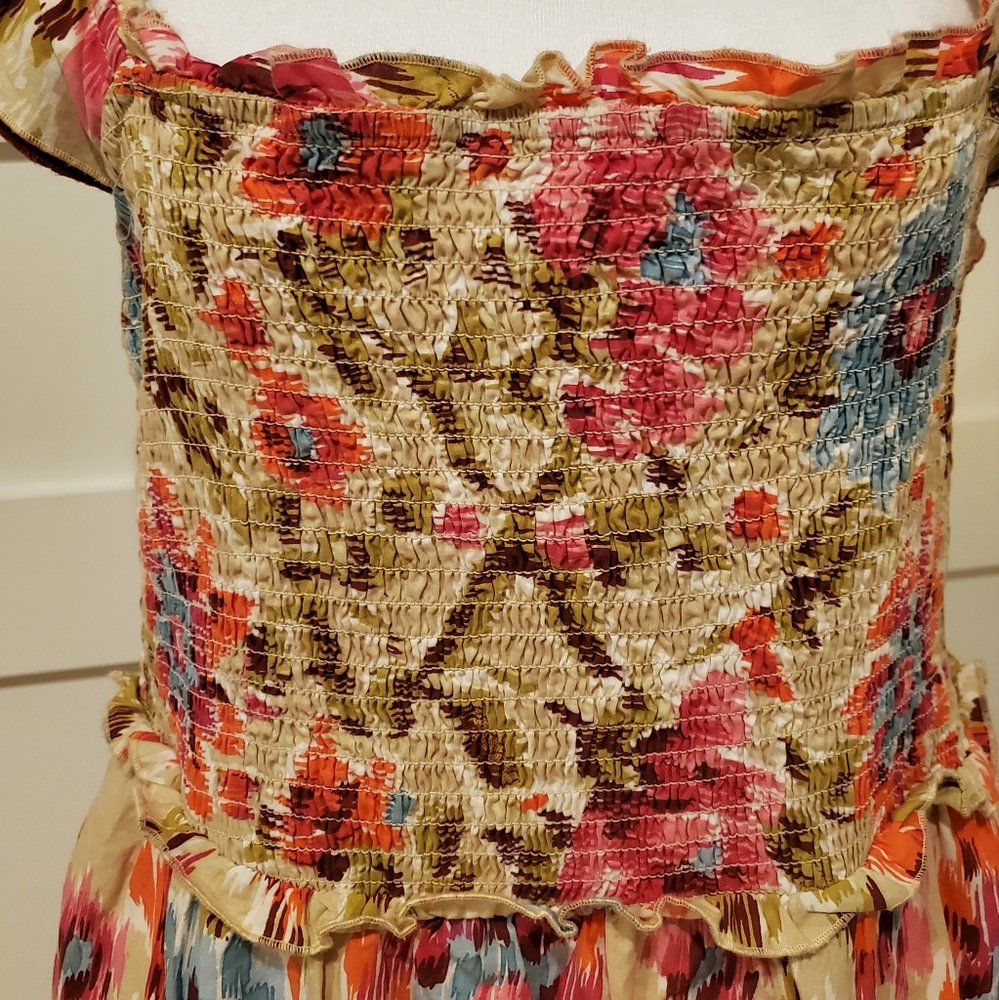 House of Harlow 1960 Maxi Dress,Pockets, Cotton, Khaki Pink Floral, Large, NWT - Picture 5 of 15